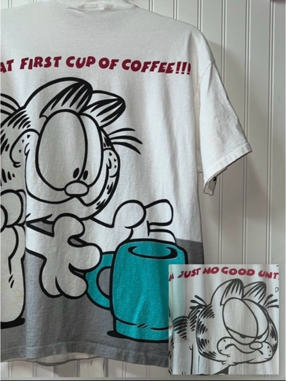 90s Garfield Coffee AOP Shirt XL Vintage